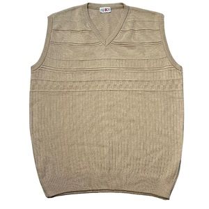 Vintage Knit Sweater Vest Tan Roger Kent